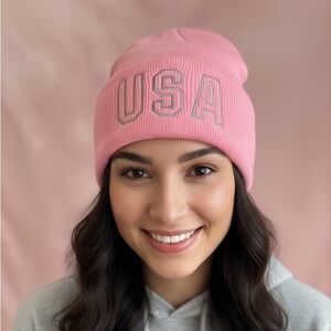USA Pink Knit Beanie